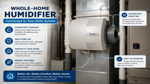 Best whole home humidifier installed with HVAC system for consistent humidity throughout the home