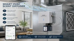 smart hvac scent diffuser connected to a central air conditioning system
