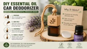 DIY essential oil car deodorizer made with natural ingredients for long-lasting freshness
