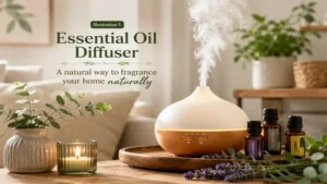 Essential oil diffuser releasing aromatic mist to fragrance your home naturally