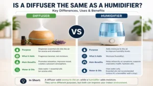 Is a diffuser the same as a humidifier with a visual comparison of their main functions