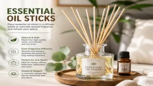 essential oil sticks placed in a diffuser bottle to naturally spread fragrance and refresh indoor spaces