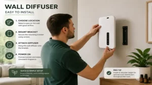 Installing a wall diffuser on an interior wall for even scent distribution