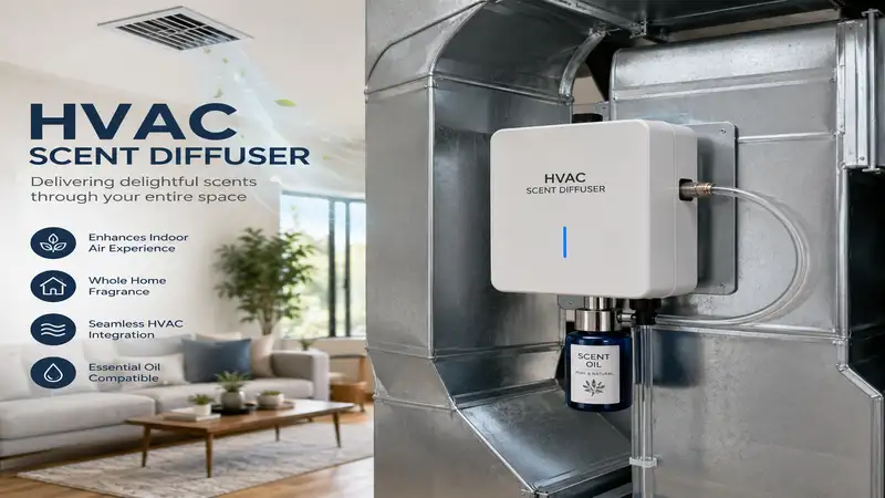hvac scent diffuser installed in a modern home ventilation system