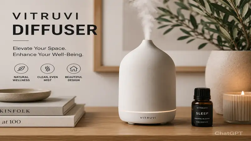 vitruvi diffuser adding a modern and calming touch to a stylish aromatherapy space