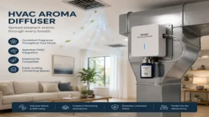 home hvac aroma diffuser spreading fragrance through indoor air vents