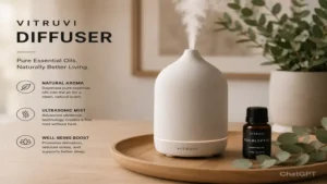 vitruvi diffuser dispersing essential oils to create a soothing and refreshing atmosphere