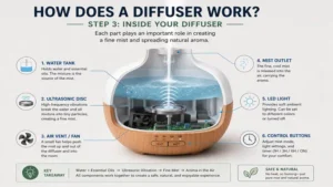 how does a diffuser work with internal diffuser parts and mist mechanism explained