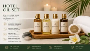 hotel oil set with spa-inspired oils and relaxing aromatherapy products for hotel guests