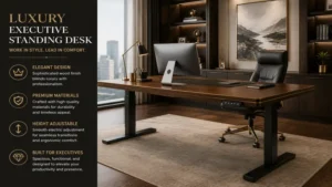 luxury executive standing desk featuring elegant wood finish and professional office style