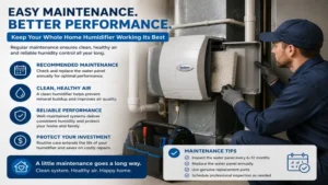 Technician maintaining the best whole home humidifier for reliable performance and cleaner air