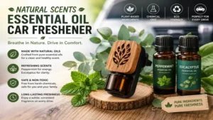 essential oil car freshener with peppermint and eucalyptus oils for natural freshness