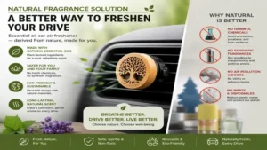 essential oil car air freshener as a natural car fragrance solution without synthetic chemicals or artificial scents