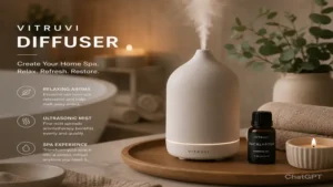 vitruvi diffuser creating a relaxing home spa environment with gentle essential oil diffusion