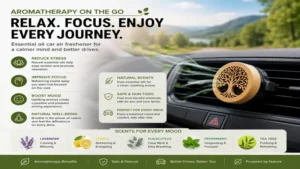 aromatherapy essential oil car air freshener helping reduce stress, improve focus, and enhance driving comfort
