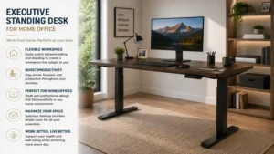 executive standing desk for home office productivity and flexible workspace organization
