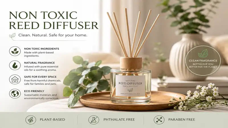 Elegant non toxic reed diffuser providing a clean and natural home fragrance solution