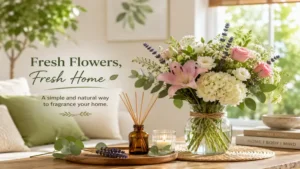 Fresh flower arrangement displayed indoors to fragrance your home naturally