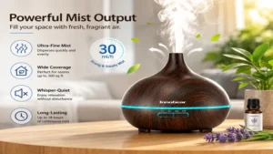 innogear diffuser producing a powerful and consistent mist output for better air quality
