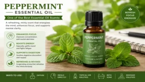 best essential oil scents featuring peppermint for focus, energy, and mental clarity