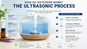 how do diffusers work using ultrasonic vibrations to create a fine aromatic mist