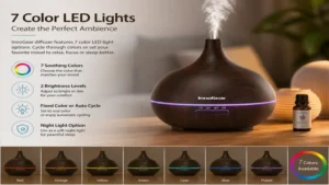 innogear diffuser featuring 7 color LED light options for a relaxing atmosphere