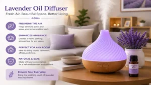 lavender oil diffuser enhancing comfort and freshness in a stylish living room