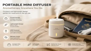Portable mini diffuser for travel and convenient aromatherapy anywhere.