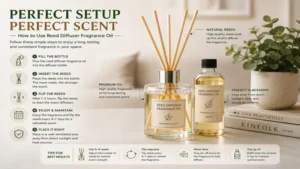 proper setup of reed diffuser fragrance oil with reeds evenly arranged for optimal fragrance diffusion