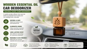 wooden essential oil car deodorizer diffuser designed for eco-friendly odor elimination