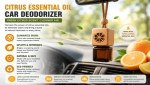 citrus essential oil car deodorizer helping remove unwanted smells from car interiors