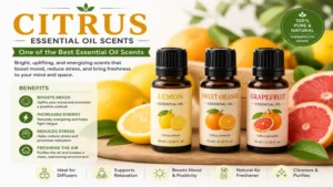 best essential oil scents featuring lemon, sweet orange, and grapefruit for uplifting energy and mood