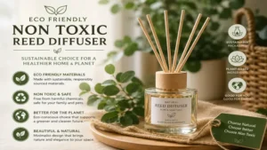 Eco-friendly non toxic reed diffuser in a sustainable glass bottle