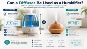 can a diffuser be used as a humidifier when comparing humidifier and diffuser water capacity