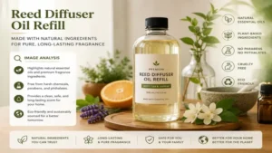 Natural reed diffuser oil refill made with essential oils and premium fragrance ingredients for home use