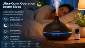 innogear diffuser operating quietly in a bedroom to support better sleep