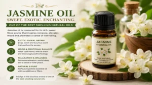 Jasmine essential oil featured among the best smelling natural oils known for its sweet floral scent and calming properties