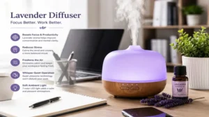 Elegant lavender diffuser complementing modern home dΓ©cor with natural lavender accents