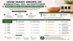 how many drops of essential oil in diffuser when using a blend of multiple essential oils