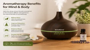 innogear diffuser used with essential oils for aromatherapy and relaxation benefits