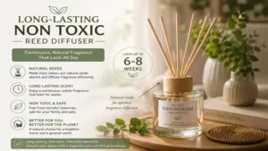 Long-lasting non toxic reed diffuser with natural reeds for continuous scent release