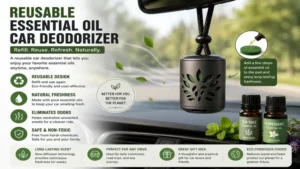reusable essential oil car deodorizer accessory with refillable pads for continuous freshness