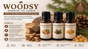best essential oil scents featuring sandalwood, cedarwood, and frankincense for grounding and relaxation