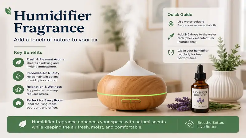 Humidifier fragrance with essential oils creating a fresh and relaxing indoor atmosphere