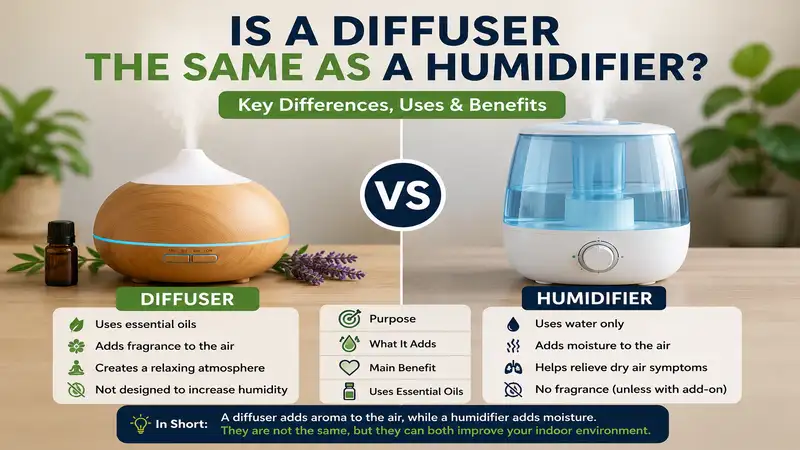 Is a diffuser the same as a humidifier comparison showing both devices side by side