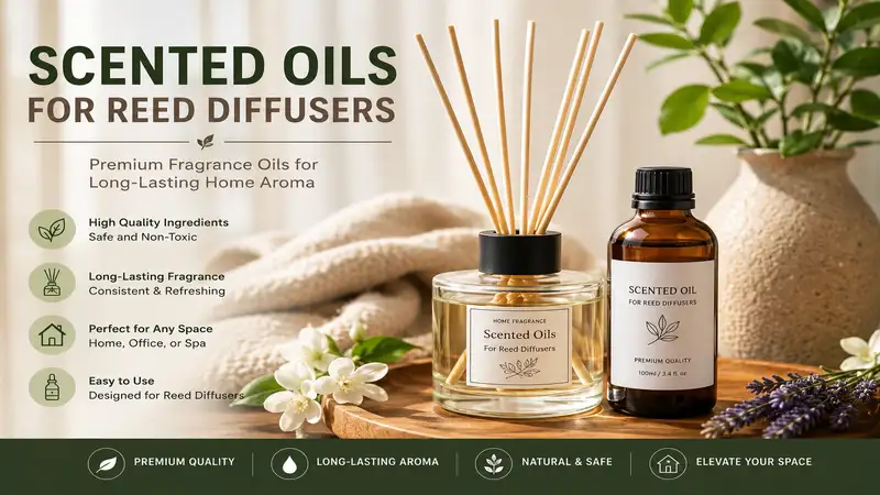 Premium scented oils for reed diffusers creating a fresh and inviting home fragrance.