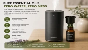 Airversa waterless diffuser with essential oil bottle for mess-free aromatherapy