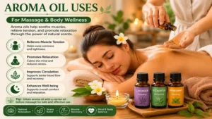 aroma oil uses for massage to promote relaxation and relieve muscle tension