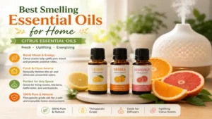 best smelling essential oils for home including lemon, orange, and grapefruit essential oils for a fresh and uplifting scent.