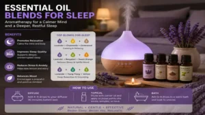 Aromatherapy diffuser using essential oil blends for sleep to create a calm and peaceful bedroom environment.